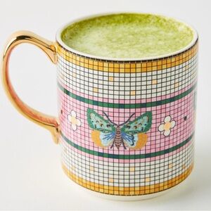 Anthropologie tile bistro butterfly mug